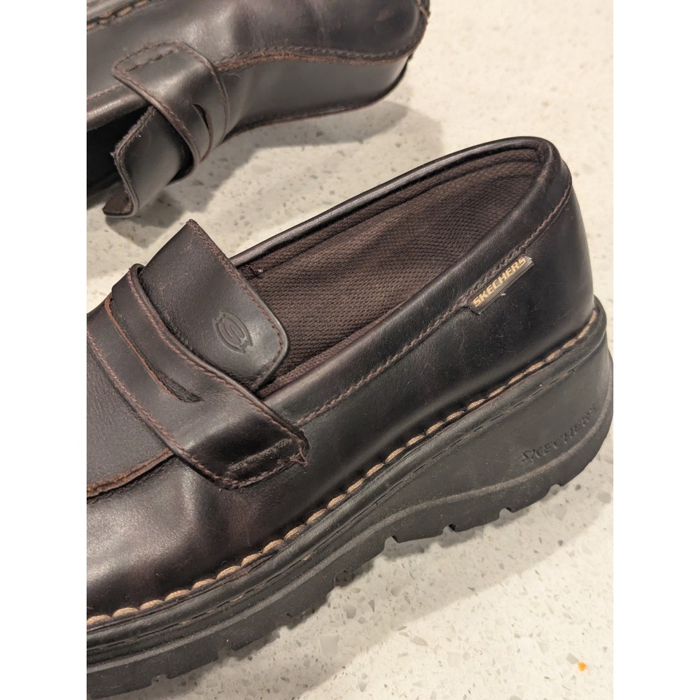 Vintage Skechers Y2K Grunge Brown Leather Chunky Oxford Loafers Women's 8.5 US - Picture 6 of 10